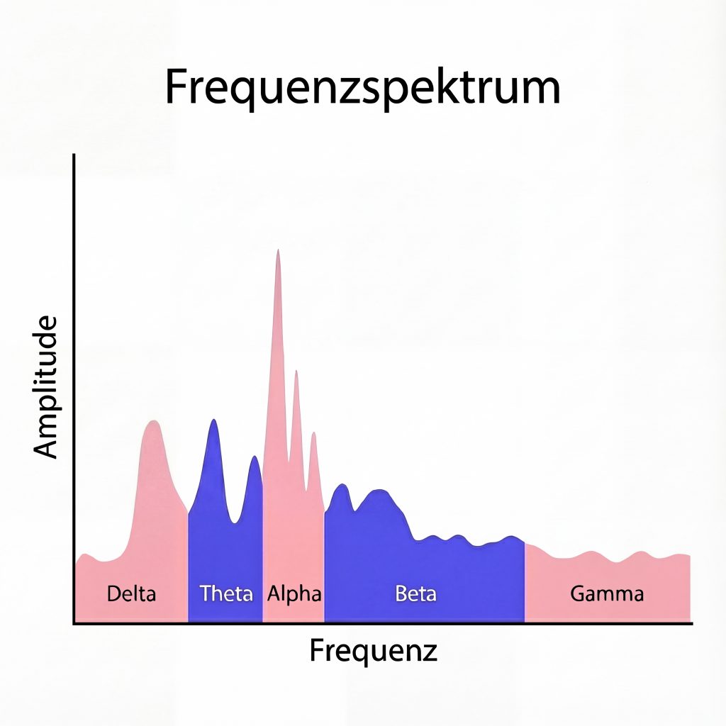 Auf dem Bild ist ein Spektrum zu sehen mit einem Grafen der bestimmte Gehirnfrequenzspektren zeigt